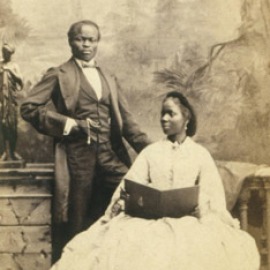 James Pinson Labulo Davies e Sarah Forbes Bonetta, fotografada em Londres em 1862.